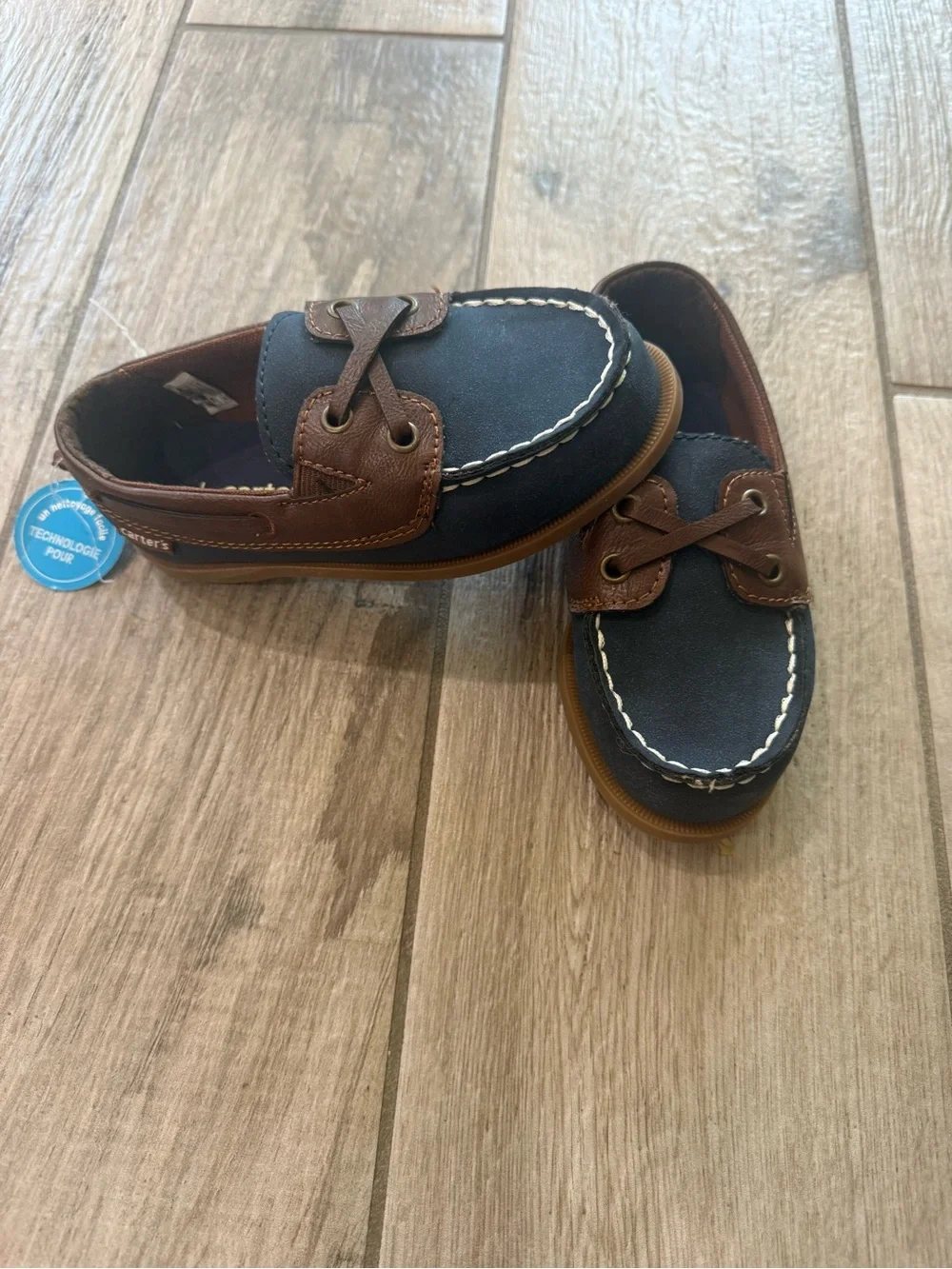 Carter's Navy and Brown Slip-On Moccasin Boat Shoes